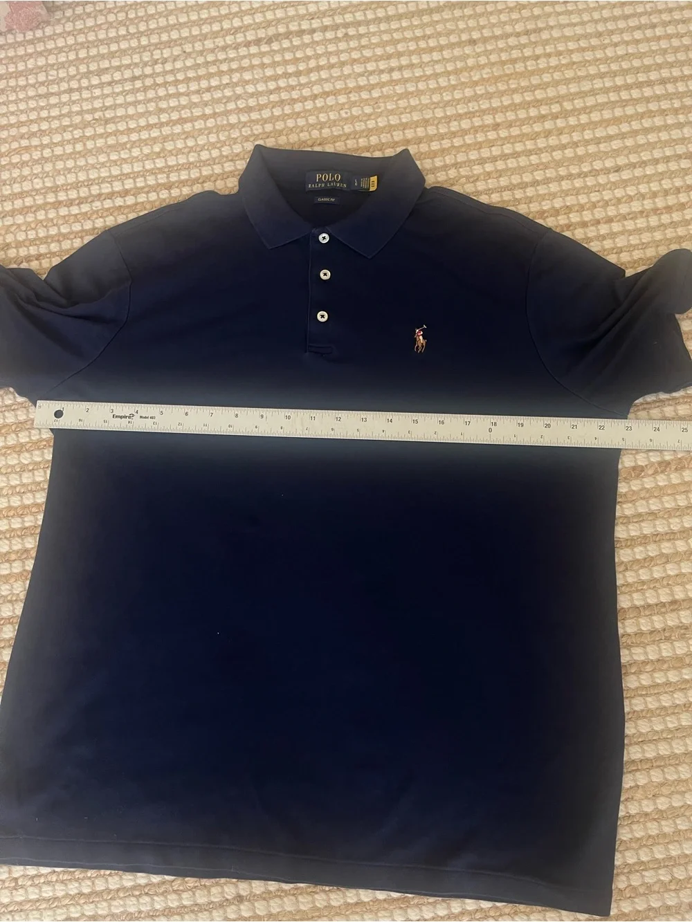 Ralph Lauren Men’s Dark Blue Polo with Multicolored Pony Soft Cotton Large